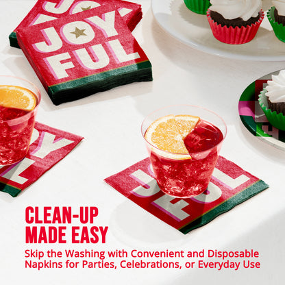Holiday Hues Joyful Beverage Paper Napkins 192 ct