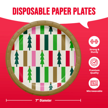 Holiday Hues Trees Christmas Dessert Paper Plates 96 ct