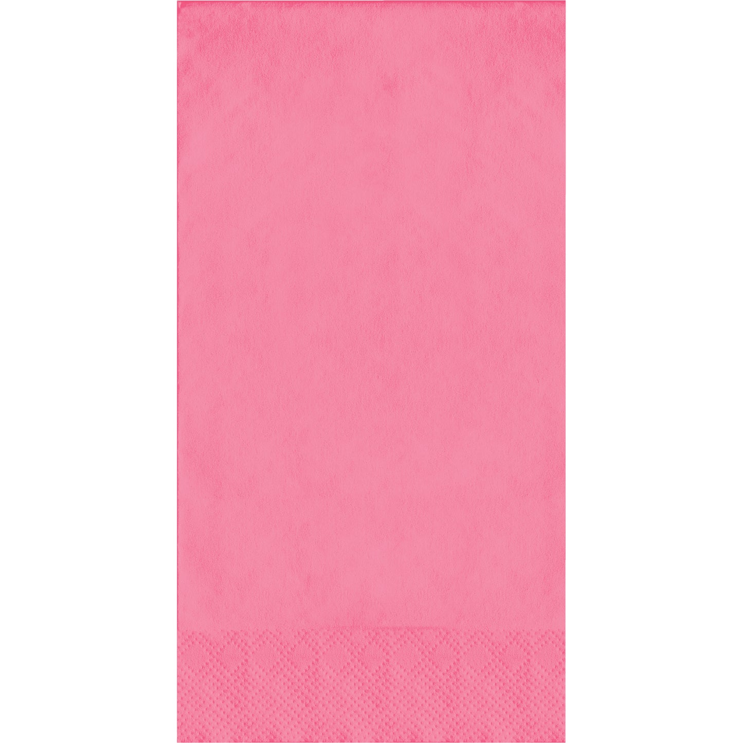 Pink napkin with a textured pin embossed border on a white background