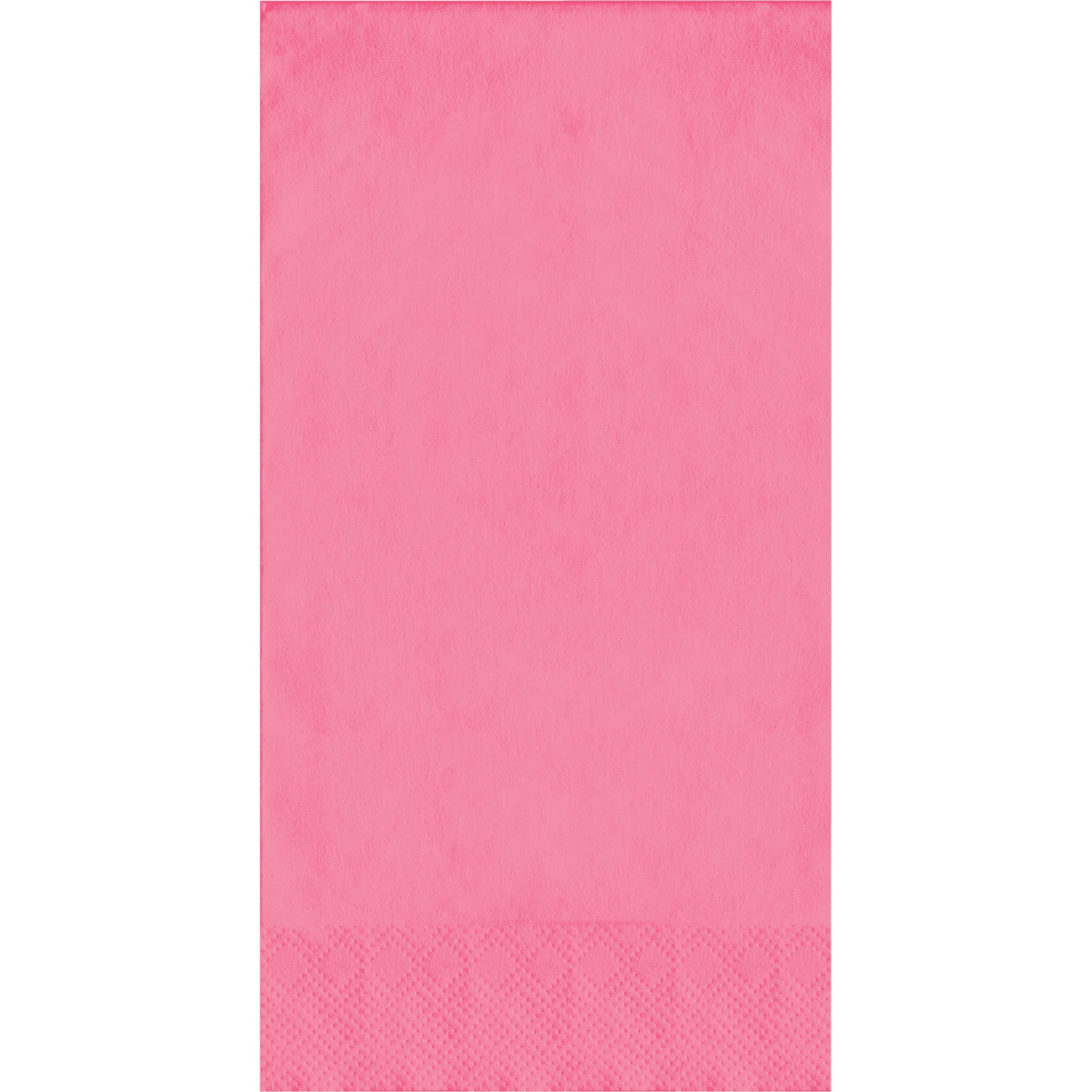 Pink napkin with a textured pin embossed border on a white background
