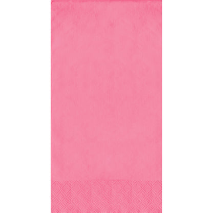 Pink napkin with a textured pin embossed border on a white background
