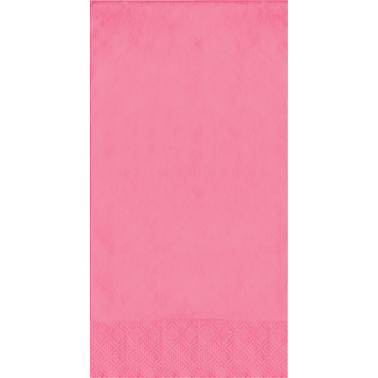 Pink napkin with a textured pin embossed border on a white background