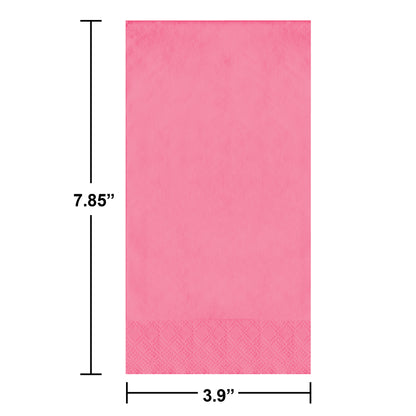 Pink paper napkin with dimensions labeled on a white background