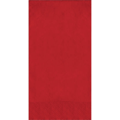 Red pin embossed guest napkin on a white background