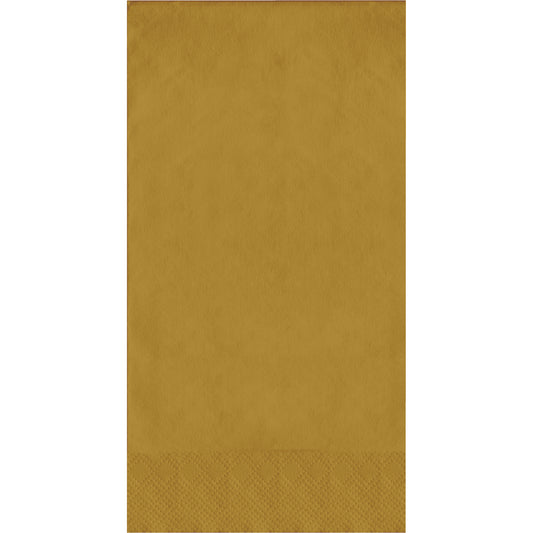 Gold napkin with a textured pin emboss pattern on a white background