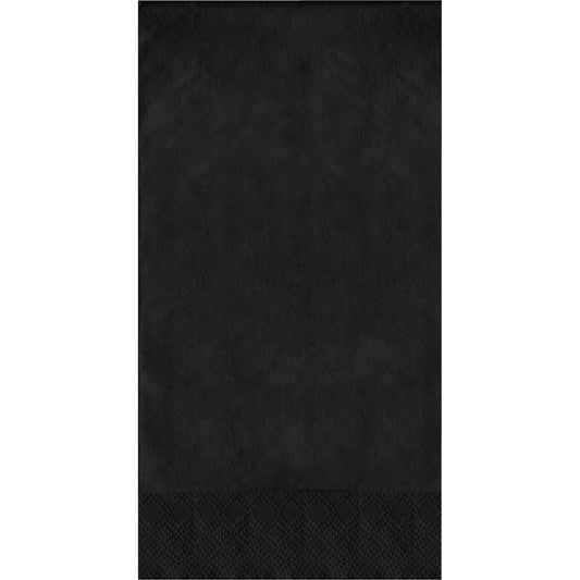 Black pin embossed guest napkins on a white background