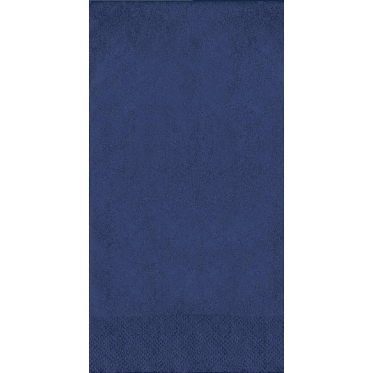 Navy blue pin embossed napkin on a white background