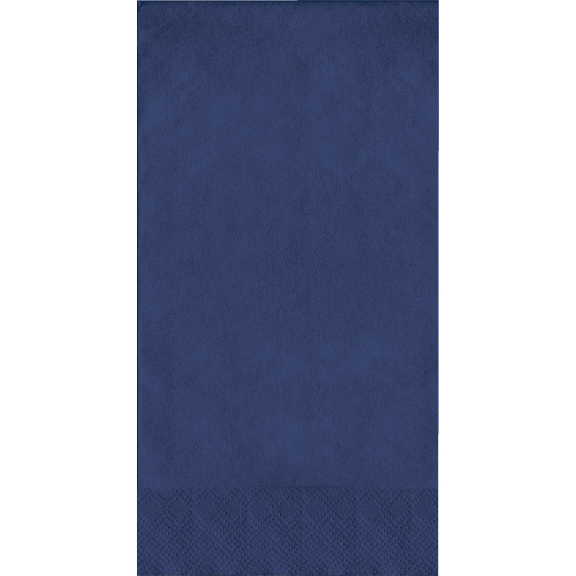 Navy blue pin embossed napkin on a white background