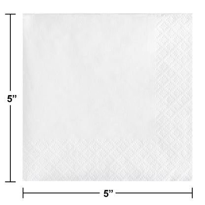 Value Friendly White Beverage Napkins 240 ct Dimension Image