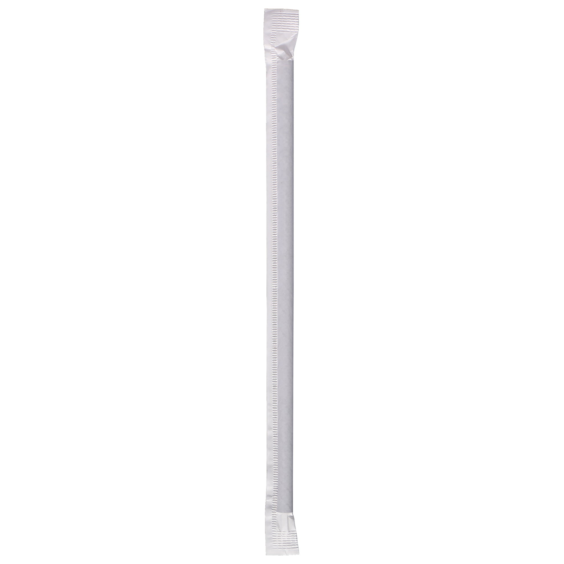 Wrapped black paper straw on a white background