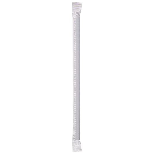 Wrapped black paper straw on a white background