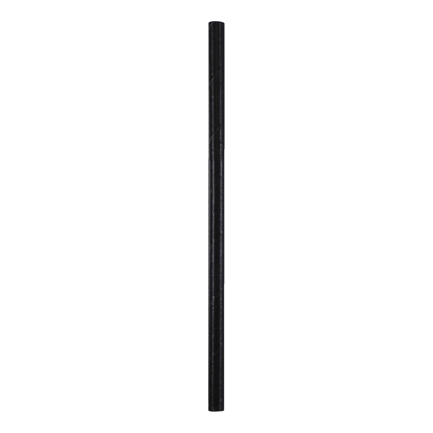 Black cocktail paper straw on a white background