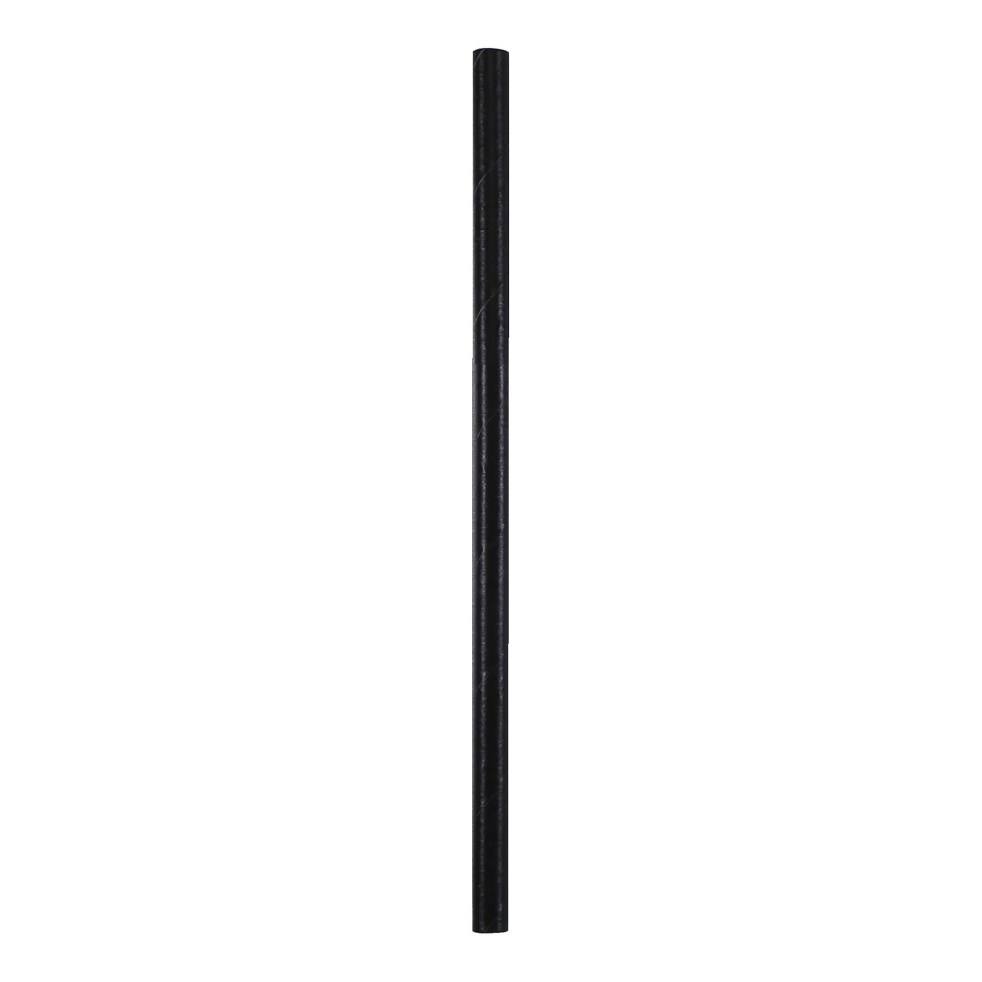 Black cocktail paper straw on a white background