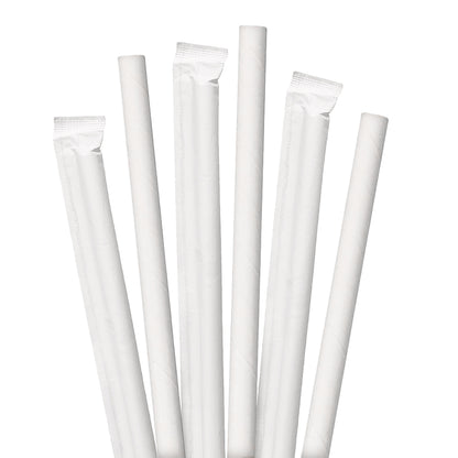 Bulk 10" Wrapped White Giant Paper Straws - 2400 ct. - Napkins.com