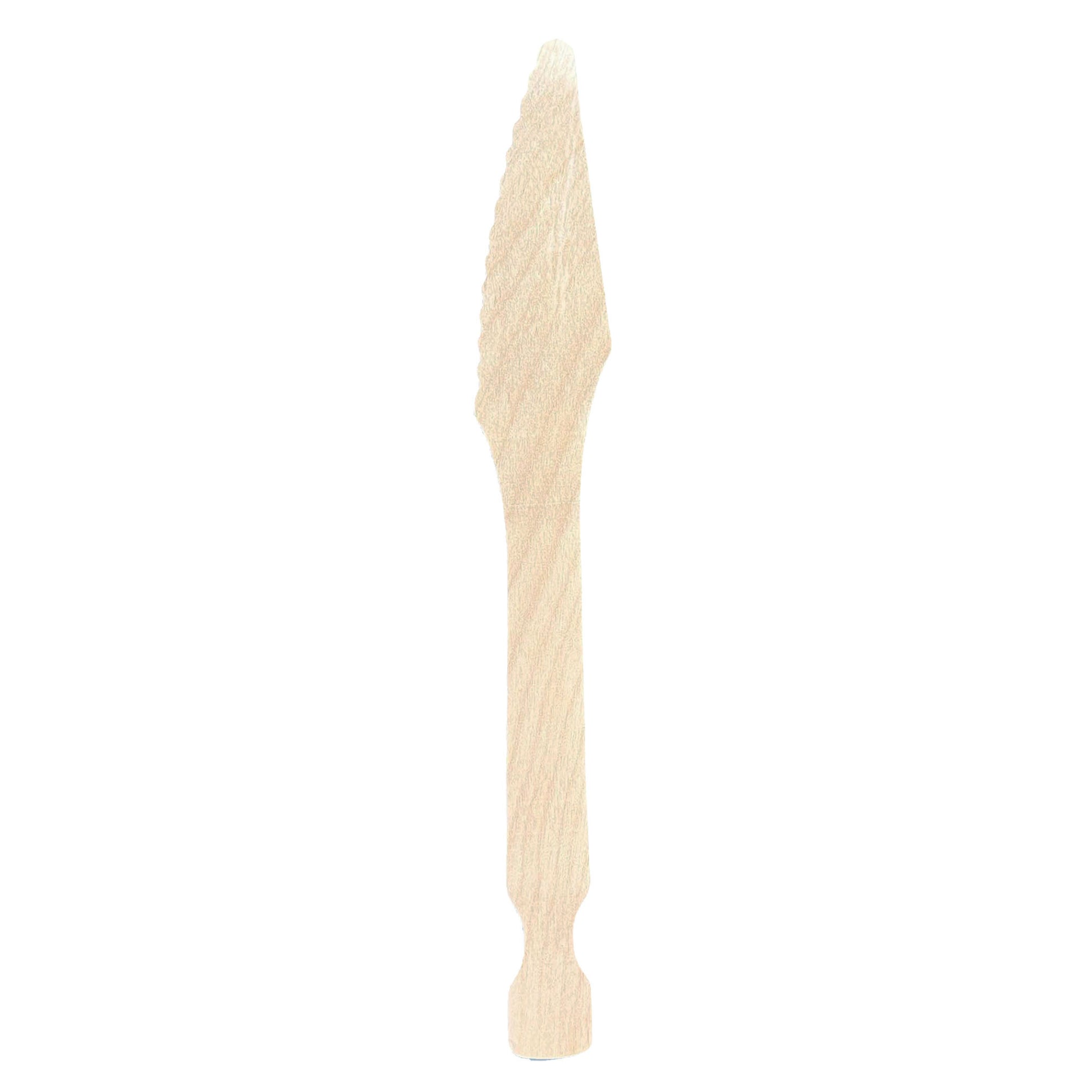 Wooden knife displayed on a white background