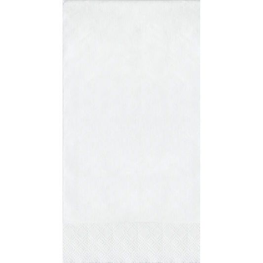 White paper napkin with a pin embossed design on a white background
