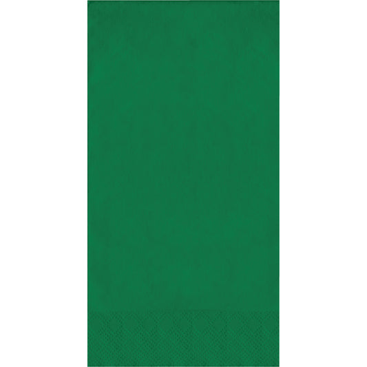 Emerald green pin embossed guest napkin on a white background
