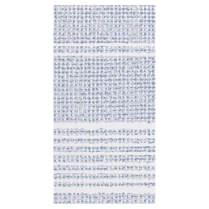 Textured blue and white dinner napkins on a white background