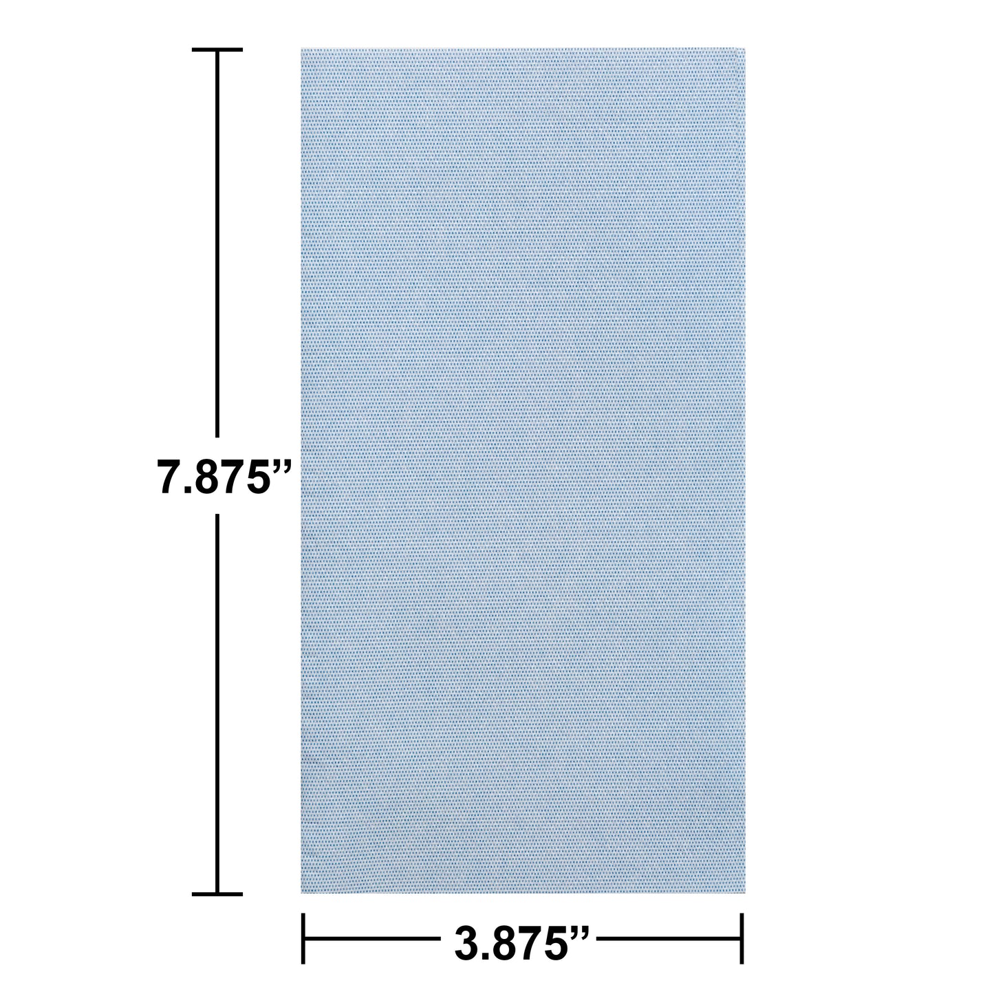 Rectangular blue dinner napkin with dimensions labeled