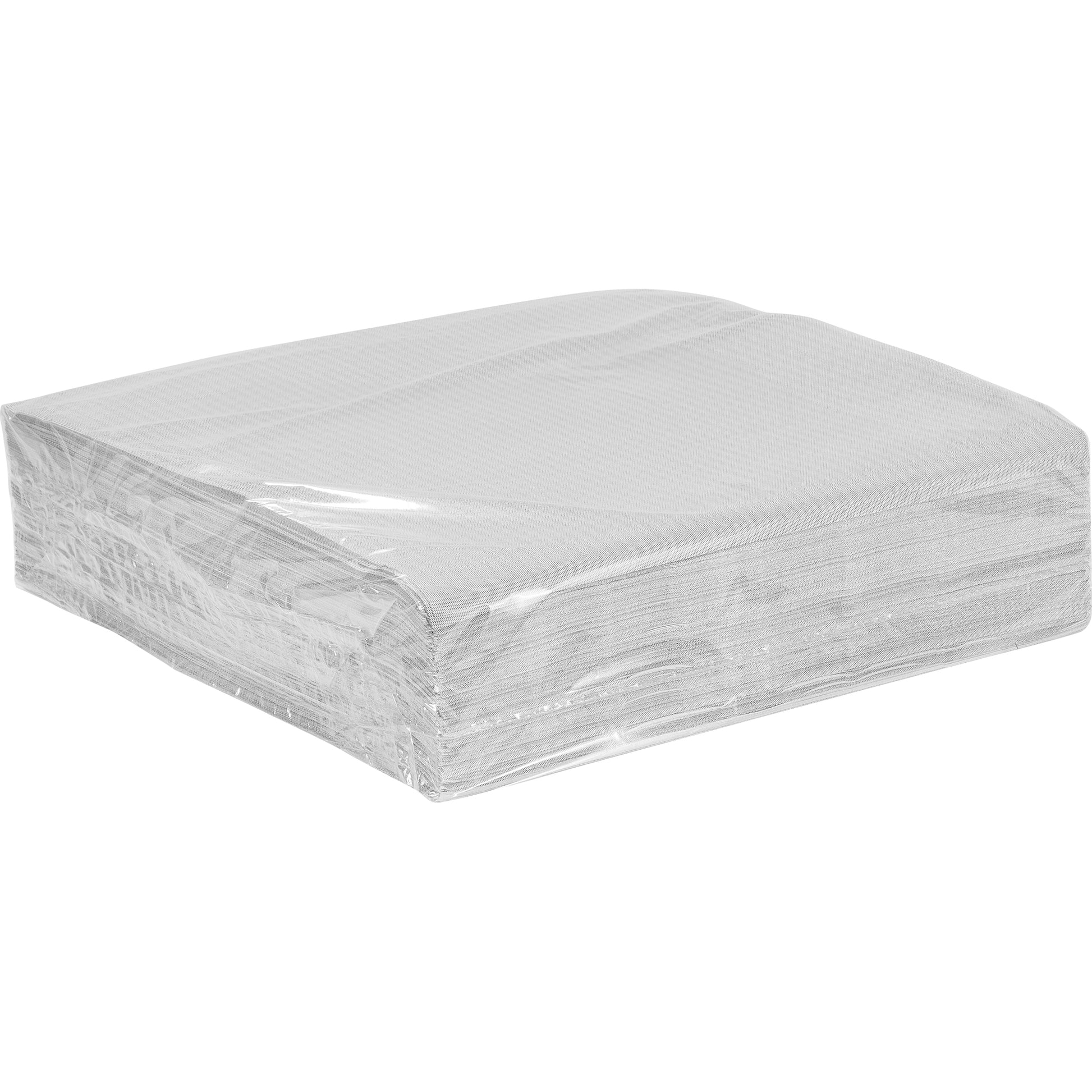 Gray dinner napkins in packaging on a white background