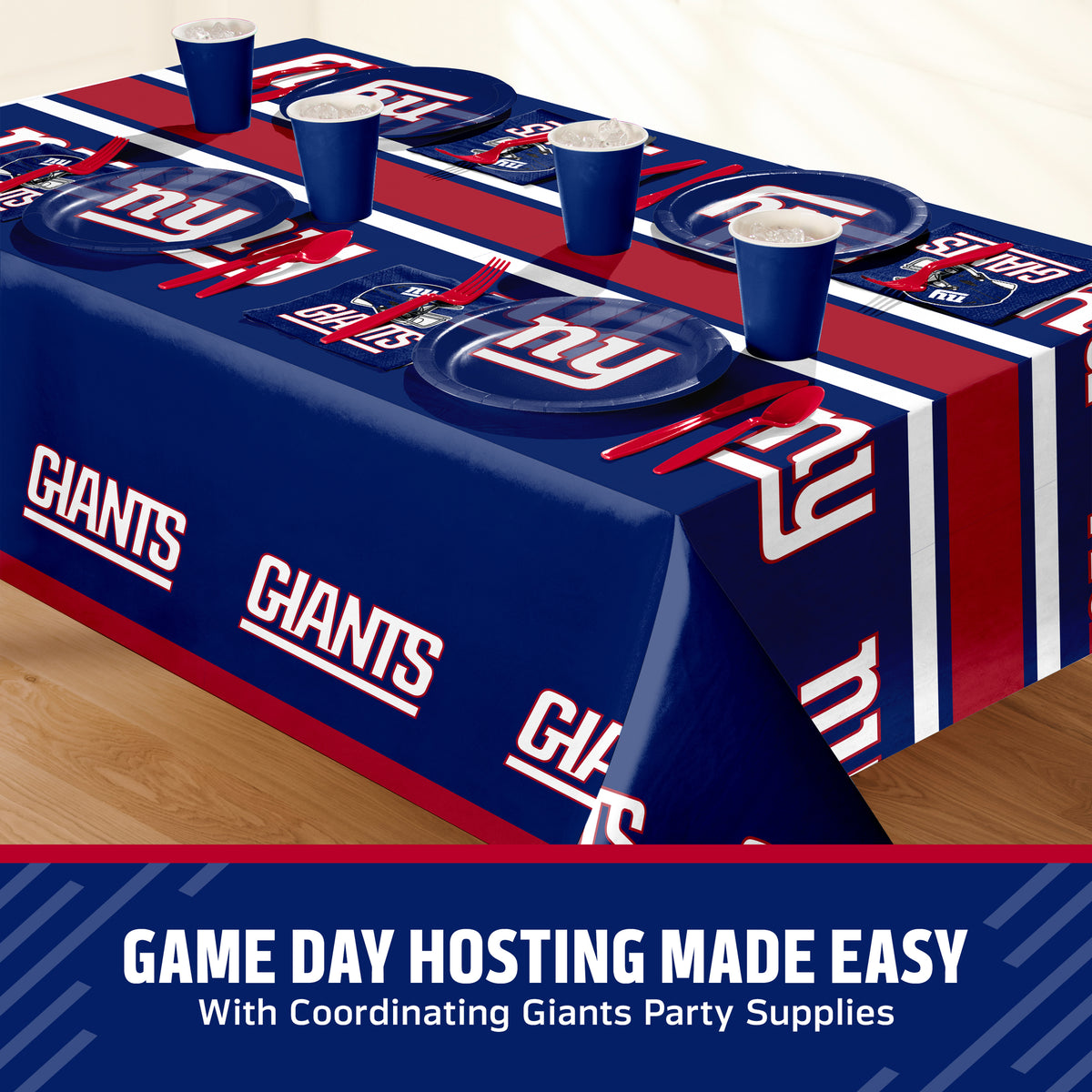 Officially Licensed New York Giants NFL Football Dinner Plates 96 ct Bulk