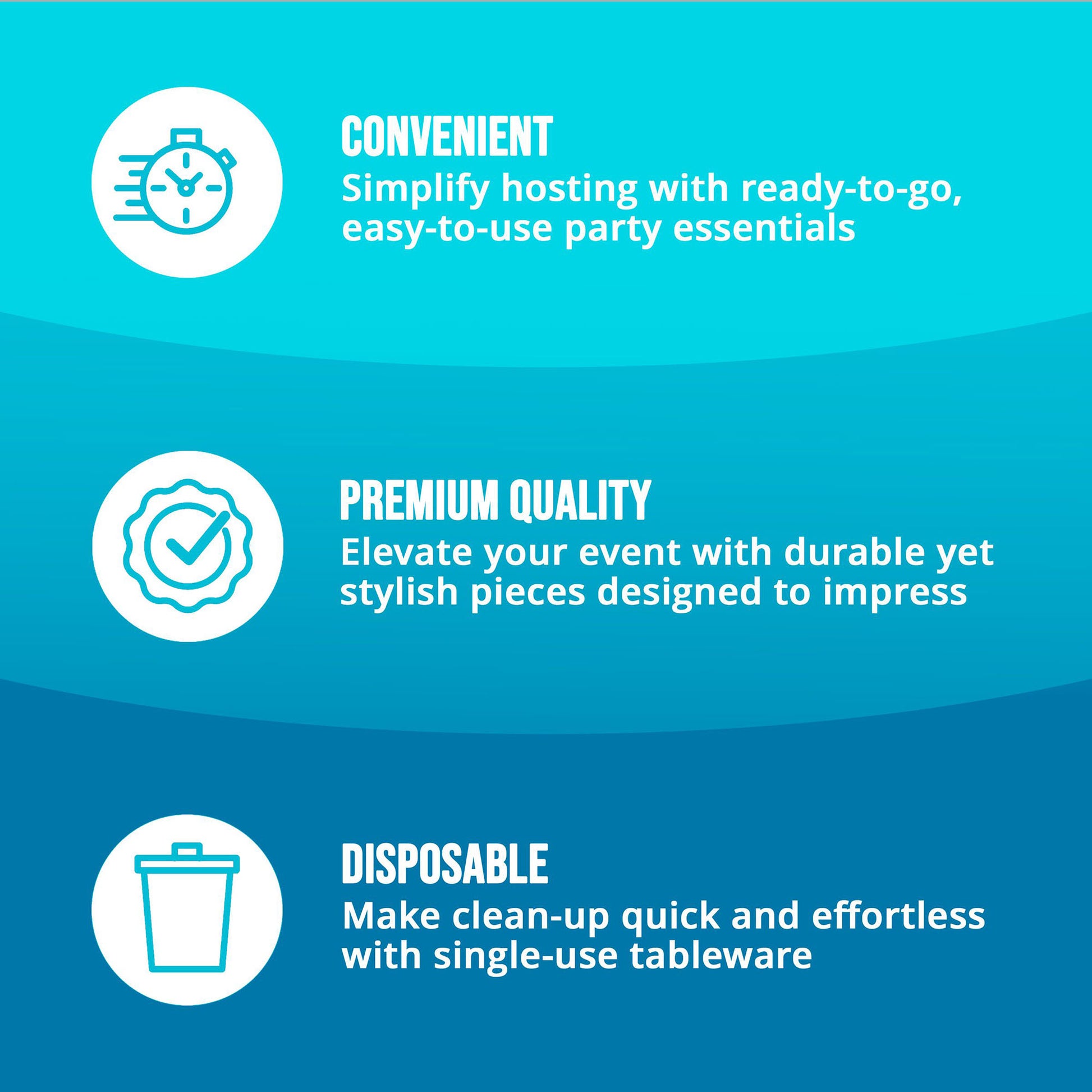 Infographic with Convenient, Premium Quality and Disposable text