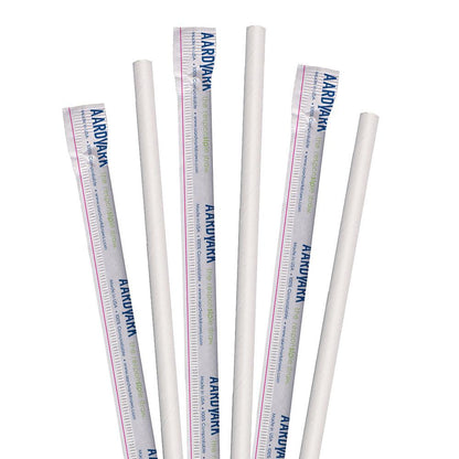 10" Wrapped White Jumbo Paper Straws - 3200 ct.